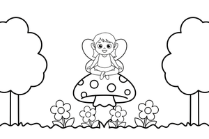 A fairy resting on a mushroom – Dancing Fairy Fairies coloring page