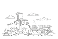 A dump truck tipping out a load of dirt – Construction Vehicles coloring page