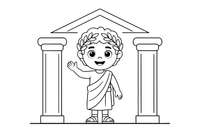 A Roman emperor with a laurel wreath on his head and a toga (Julius Caesar) – Historic People Around the World coloring page