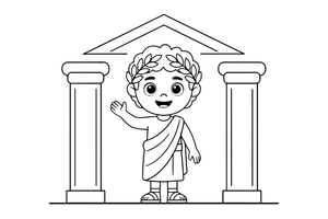 A Roman emperor with a laurel wreath on his head and a toga (Julius Caesar) – Historic People Around the World coloring page