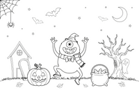 Halloween one-eyed monster – Halloween Autumn Night coloring page