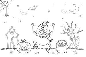 Halloween one-eyed monster – Halloween Autumn Night coloring page