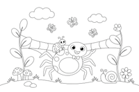 A spider with a little ladybug friend – Spiders coloring page