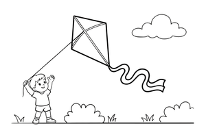 A big kite with ribbons on its tail – Kite coloring page