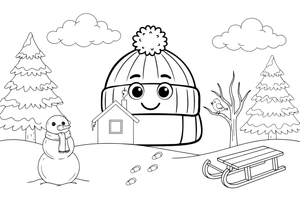 A winter beanie with a pom-pom – Everyday Objects coloring page