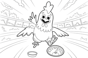 Chicken with a speedometer – Chicken Racing Events coloring page