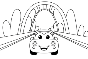 Car bridge – Car City Driving Scenes coloring page