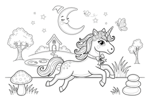 Unicorn Moon – Enchanted Unicorn Magic coloring page