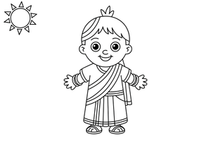 A child in an Indian sari or kurta with bangles – Cultures coloring page