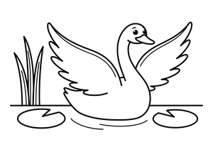 A swan flapping its wings on the water – Elegant Swan Bird coloring page