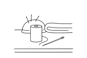 A needle and a spool of thread side by side – Sewing & crafts Object coloring page