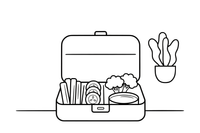 A lunchbox packed with cut vegetables and dip – Vegetables Coloring Pages Fresh Set coloring page