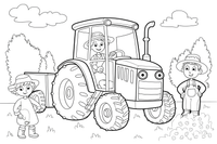 Tractor and Farmers – Farm Tractors coloring page