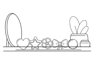 A row of hair clips – Elegant Beauty & Accessories coloring page