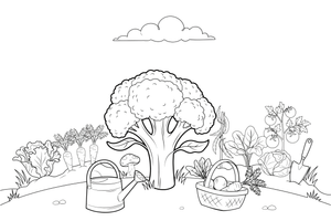 A head of broccoli – Fresh Vegetables coloring page