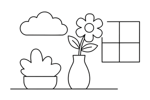 A single flower in a tall thin vase – Spring Bouquet Flower coloring page