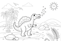 Spinosaurus blowing bubbles – Spinosaurus Dinosaur in Nature coloring page