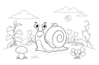 A close-up of a snail with a round shell – Snail coloring page