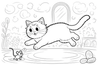 Ragdoll Cat leaping after the mouse – Ragdoll Cat at Play coloring page