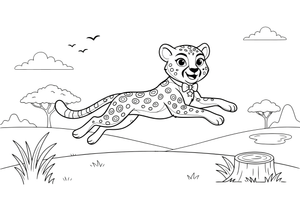 A cheetah leaping through the air – Cheetah Wild Cat coloring page