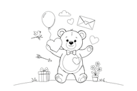 A teddy bear holding a heart – Valentine's Day coloring page