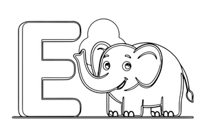 Letter E with an elephant – Alphabet Alphabet coloring page