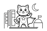 A superhero cat with a mask – Superhero coloring page