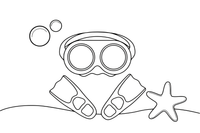 A diving mask and flippers – Deep Sea Diver Submarine coloring page