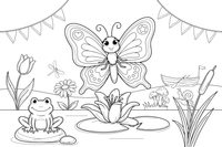Butterfly on a Lily Opening Up – Butterfly In Floral Scenes coloring page
