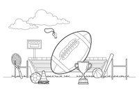 A football (rugby-shaped) with laces – Sports Gear Object coloring page