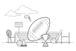 A football (rugby-shaped) with laces – Sports Gear Object coloring page