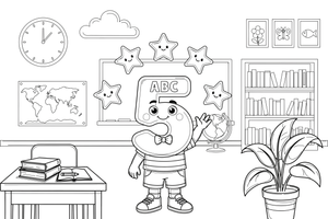 Number 5 with five stars – Number 3 Learning coloring page