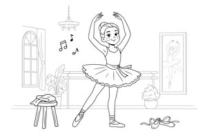 A ballerina doing a graceful pose with arms up – Graceful Ballerina coloring page