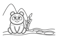 A panda by a mountain stream – Playful Panda Wild coloring page