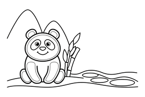 A panda by a mountain stream – Playful Panda Wild coloring page