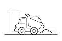 A dump truck tipping out a load of dirt – Construction Vehicles coloring page