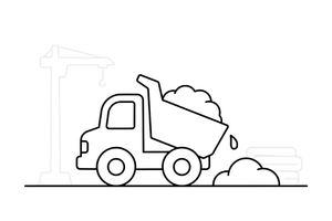 A dump truck tipping out a load of dirt – Construction Vehicles coloring page