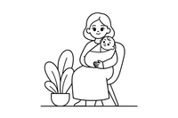 A mother holding her baby and smiling – Baby coloring page