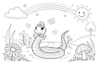 Grass Snake and Fairy Dust – Enchanted Grass Snake coloring page
