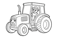 Tractor and Farmers – Farm Tractors coloring page