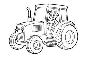 Tractor and Farmers – Farm Tractors coloring page