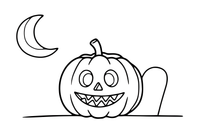A carved jack-o’-lantern with a jagged grin glowing – Spooky Halloween coloring page