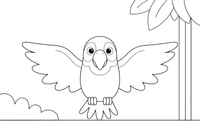 A parrot spreading its big wings among the leaves – Safari & Jungle Wild Animals coloring page
