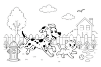 A Dalmatian with a kitten friend – Dalmatian coloring page