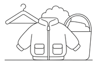 A cozy jacket with a zipper and two pockets, close up – Clothes & Fashion coloring page