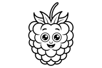 A close-up of a raspberry with its tiny bumps (as a few big simple shapes) – Juicy Berries coloring page