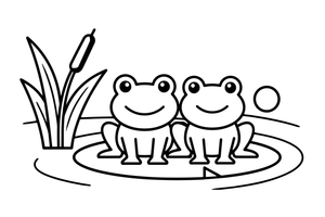 Two frogs sitting side by side – Curious Frog Wild coloring page