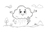 A fluffy round cloud – Stormy Sky & Weather coloring page