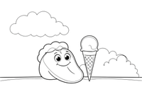 Tongue licking an ice cream – Body Parts Exploration coloring page