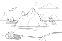 A big iceberg floating in the calm sea – Arctic Animals coloring page